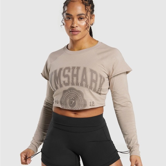 Gymshark Dusty Pink Long Sleeve Crop Top - Picture 6 of 7